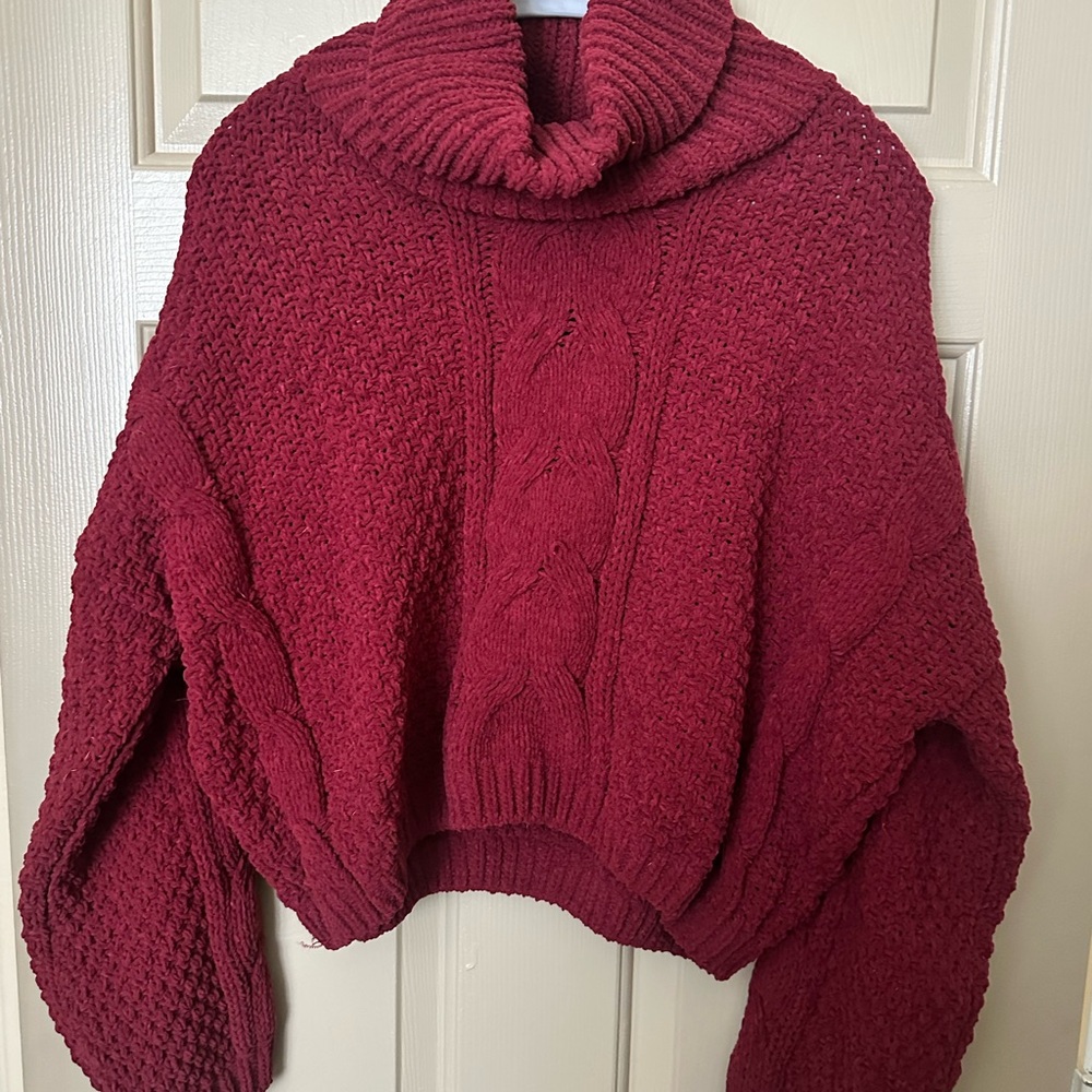 Angie Deep Red Cowl Neck Sweater